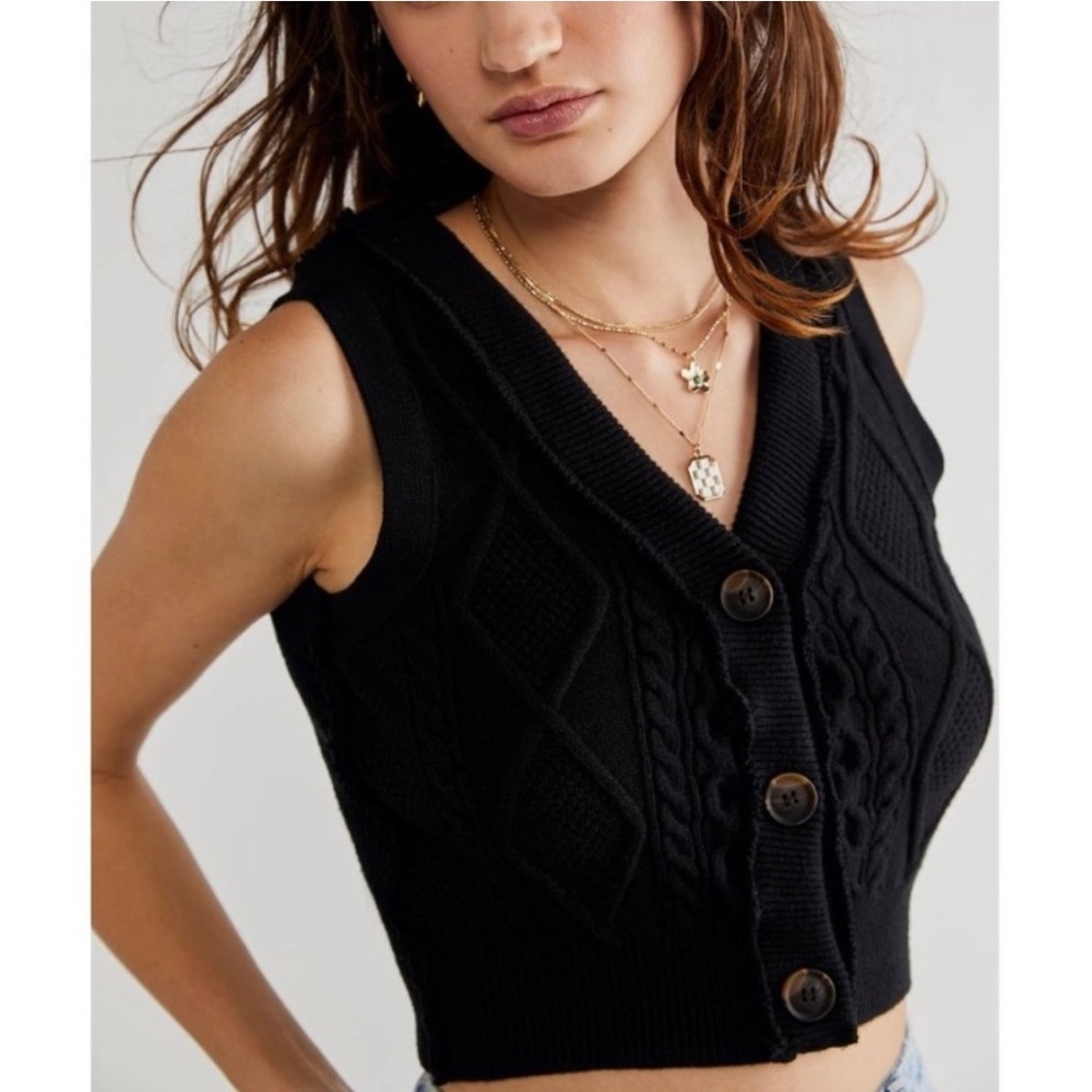 Free People Denson Cable Vest